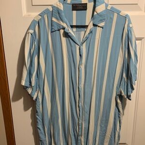 No Boundaries Light Blue and White Striped Casual Shirt